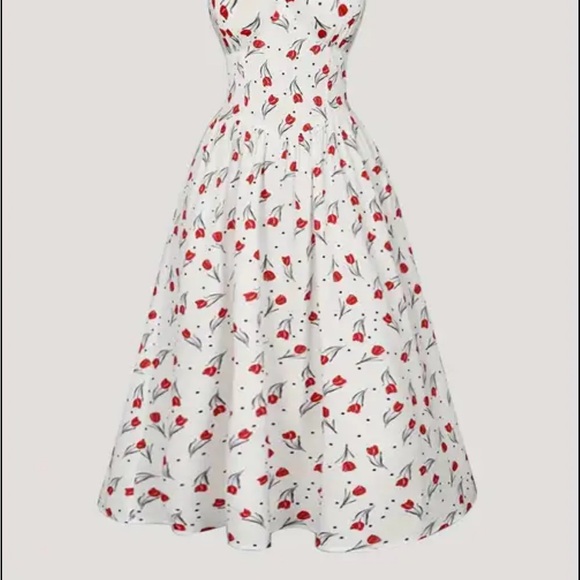 Dresses & Skirts - Floral White and Red Women's Dress